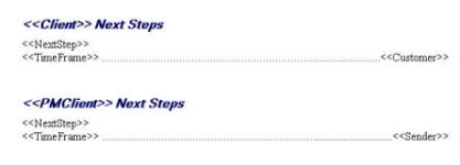 Example of result of Structured Content Component used for Next Steps
